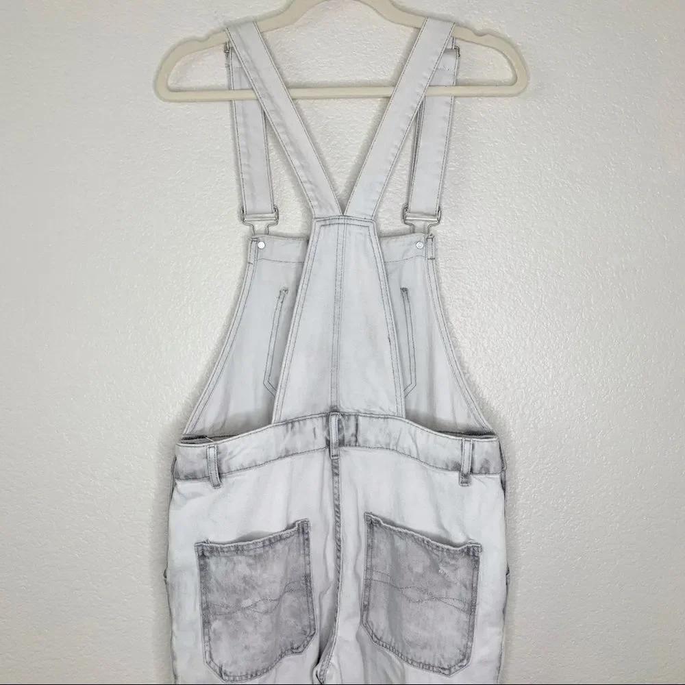 Zara Basic Bleach Distressed Cargo Style Jeans Overalls, Sz Small - Picture 11 of 15